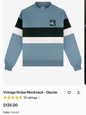 Parke Vintage Stripe Mockneck Sweatshirt in Glacier